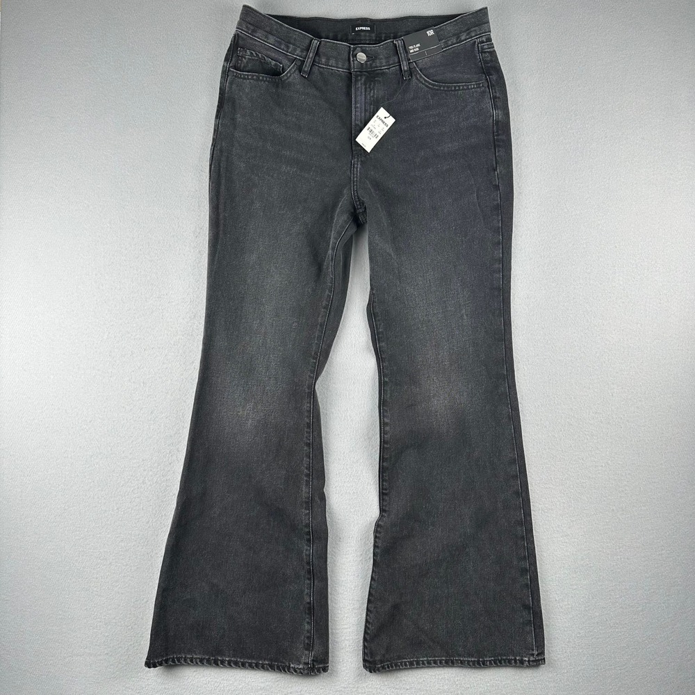 Express 70s Flare Jeans Women 10R Black Mid Rise Conscious Edit 07151365